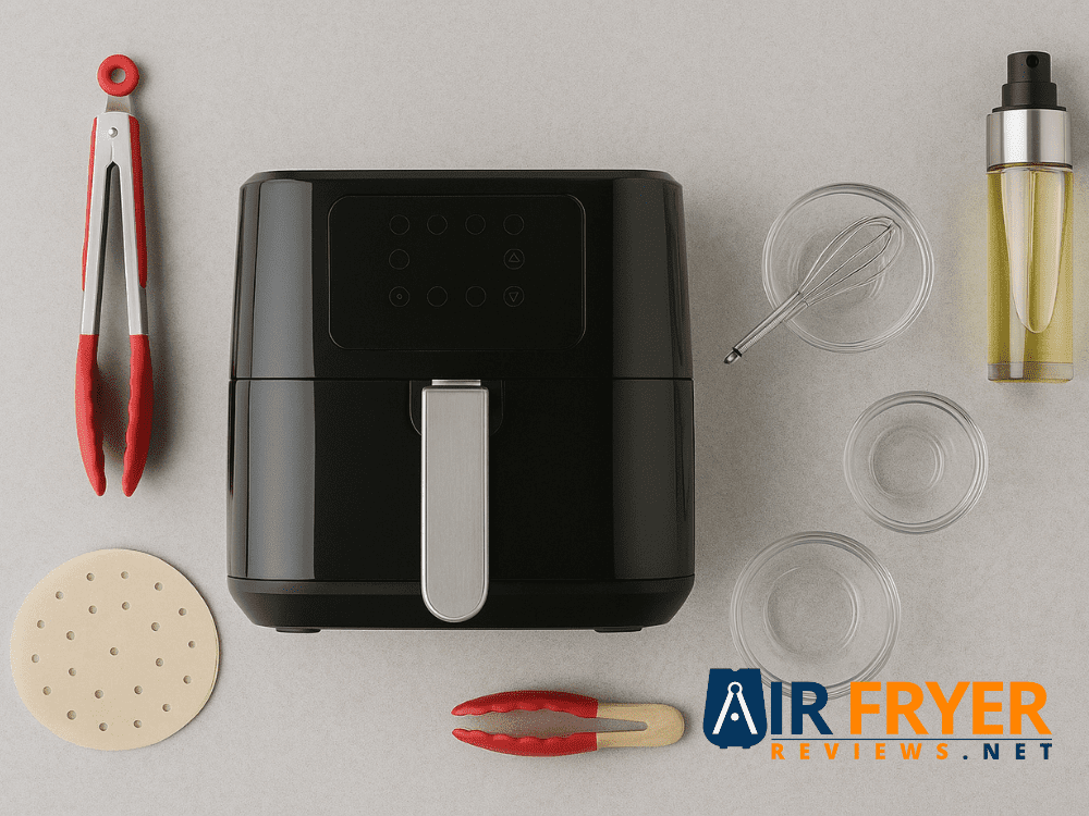 Air Fryer Frozen Potstickers: Quick & Easy Dumplings for a Delicious Snack 11 A flat lay photo of all essential ingredients and equipment neatly arranged.