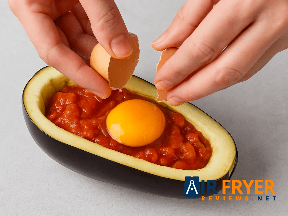 Cracking an egg into the well Air Fryer Reviews