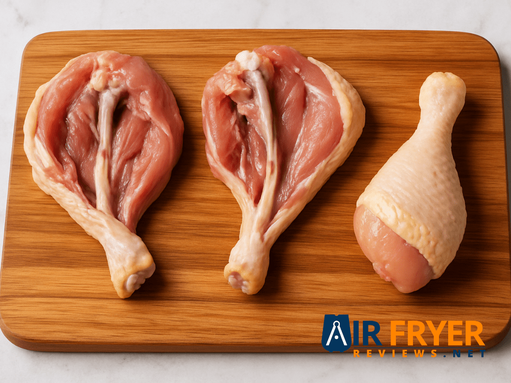 Raw Butterflied Chicken Drumsticks on Cutting Board Air Fryer Reviews
