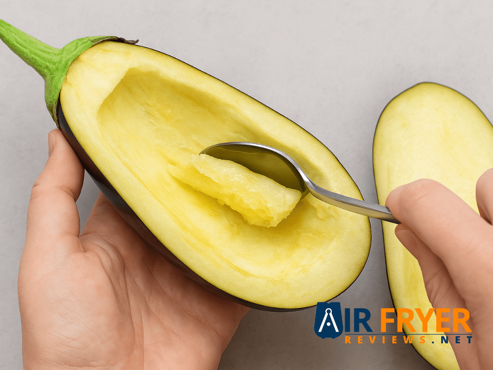 Scooping out eggplant flesh Air Fryer Reviews