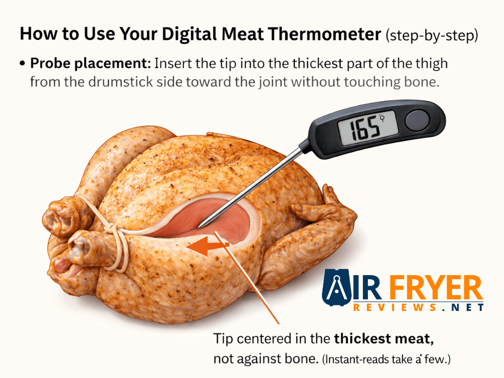 How to check doneness of whole chicken with a meat thermometer Air Fryer Reviews