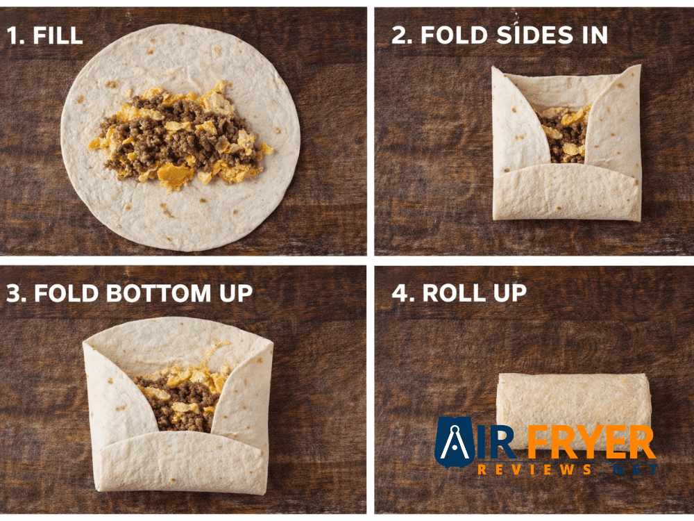 Step by step photos of the proper burrito folding technique Air Fryer Reviews