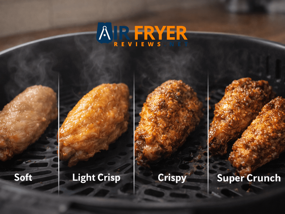Chicken wings crispness stages from soft to crunchy Air Fryer Reviews
