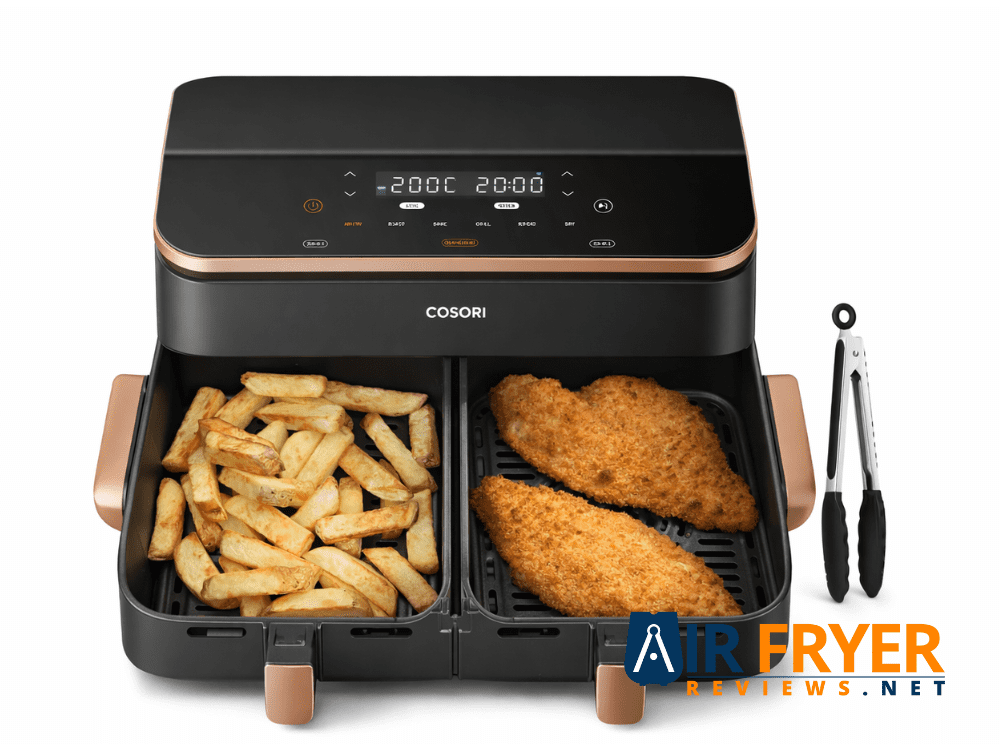 COSORI Dual Air Fryer 9Qt Review: The 10-in-1 Powerhouse for Faster, Healthier Family Meals 10 Cosori Dual Air fryer with fries and chicken Air Fryer Reviews