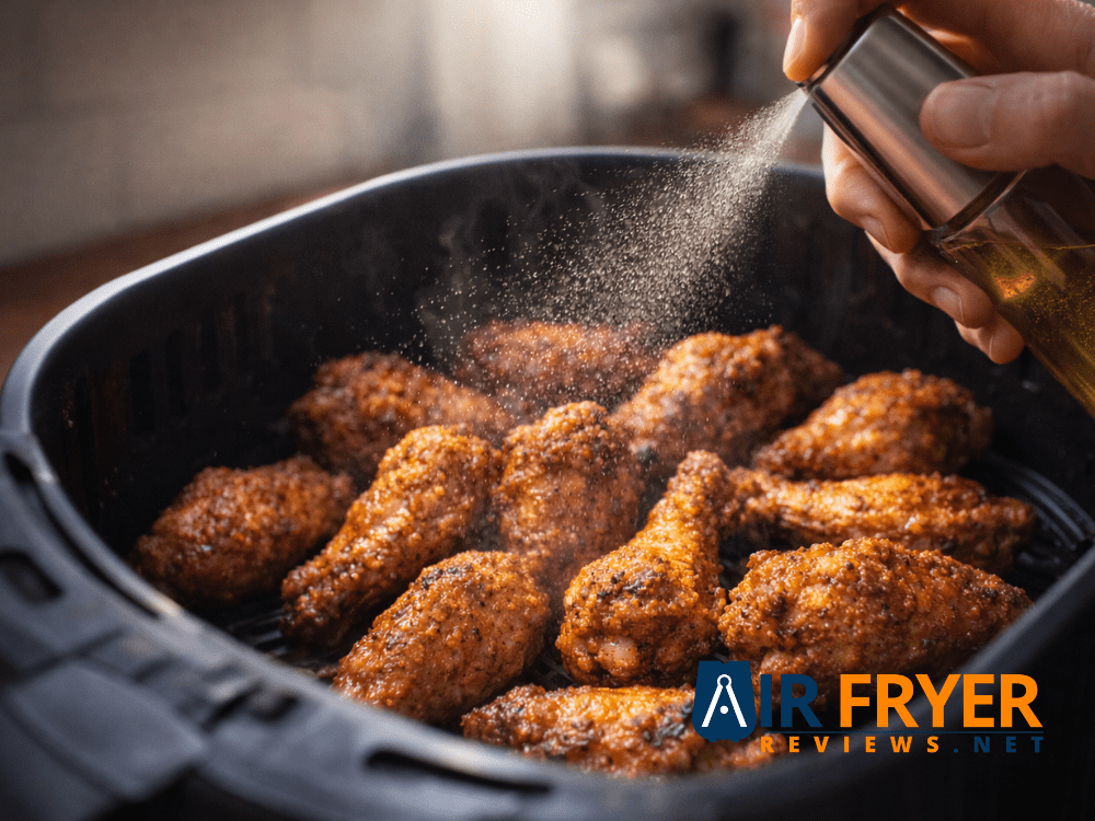 Oil mist sprayed over wings in air fryer Air Fryer Reviews