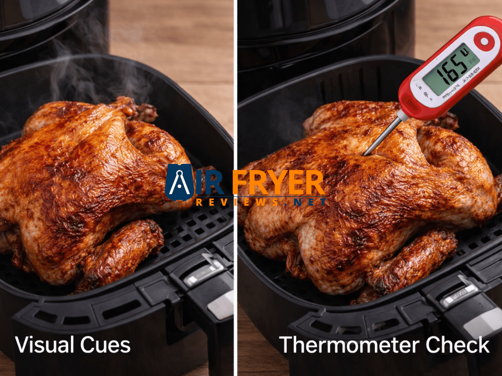 steam or browned skin are helpful but they are not a substitute for checking temperature Air Fryer Reviews