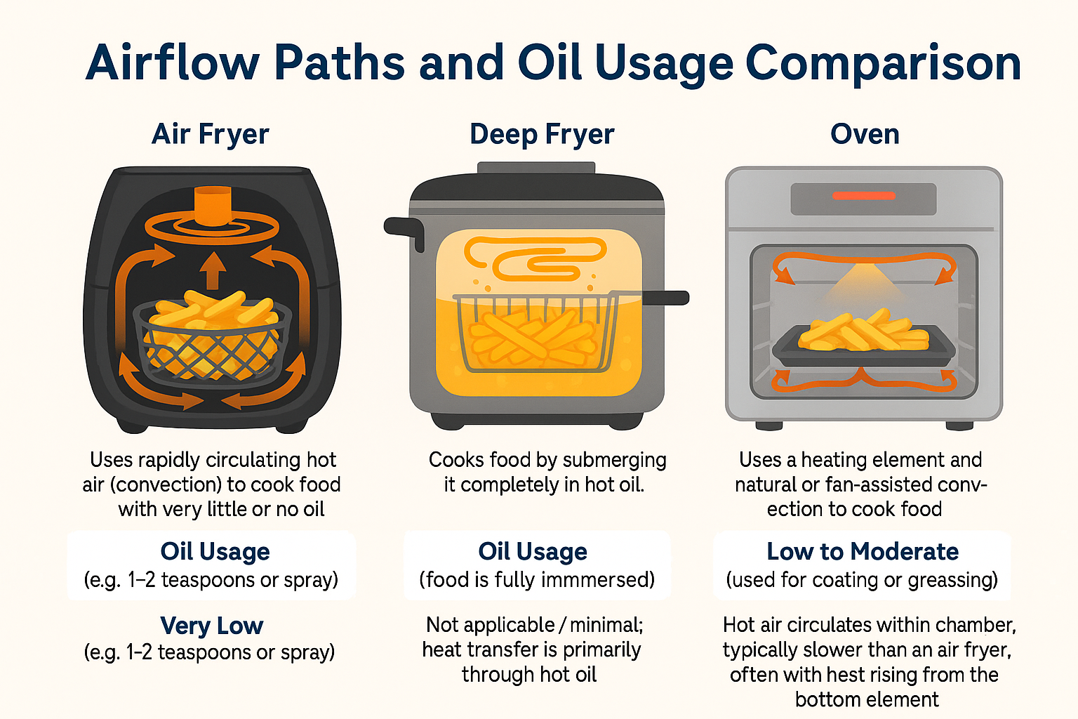 airflow paths and oil usage in an air fryer deep fryer and oven Air Fryer Reviews