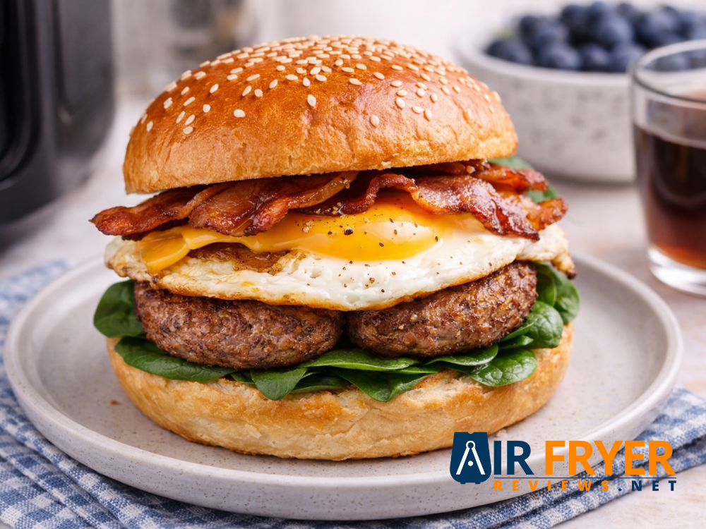 Breakfast sandwich made with air fryer sausage patties Air Fryer Reviews