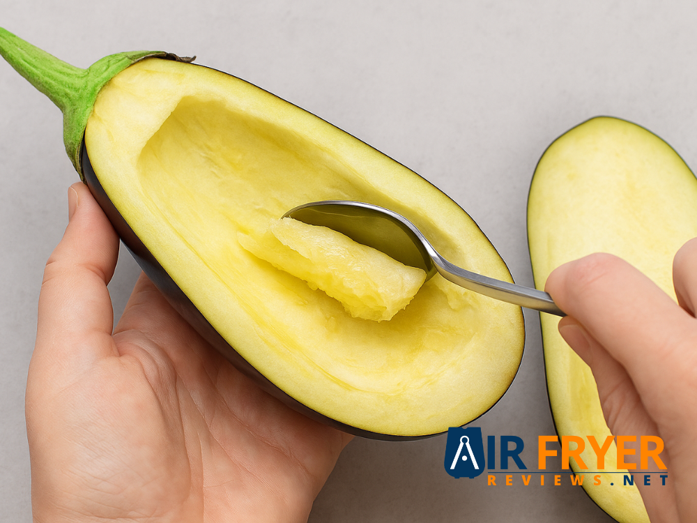 Scooping out eggplant flesh Air Fryer Reviews