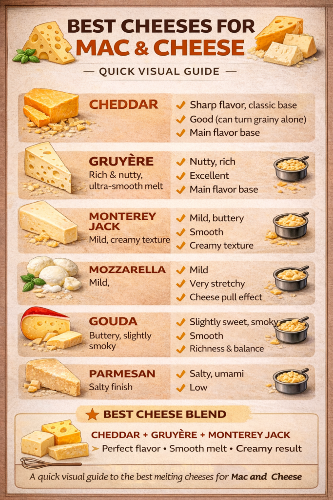 Best cheeses for mac and cheese guide infographic Air Fryer Reviews