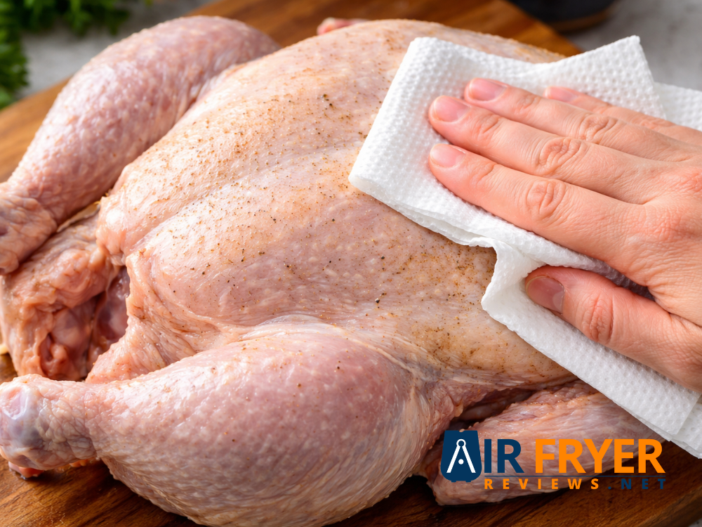 close up of skin being patted dry with paper towels Air Fryer Reviews