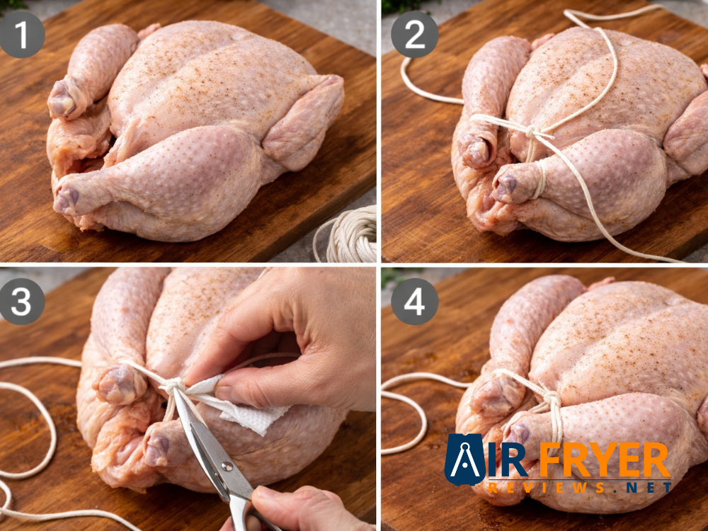 step by step photo series of the tying process Air Fryer Reviews