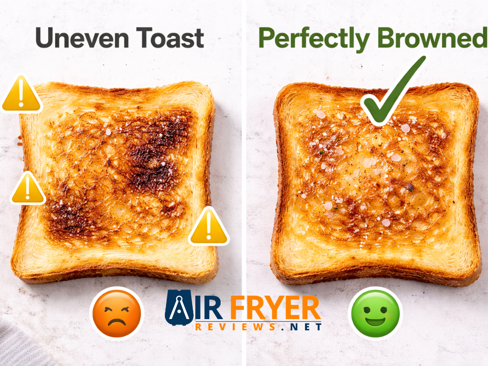 Perfect Air Fryer Toast Bread - Golden Bread Every Time 4 Uneven vs perfectly browned toast Air Fryer Reviews
