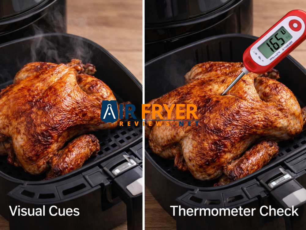 steam or browned skin are helpful but they are not a substitute for checking temperature Air Fryer Reviews